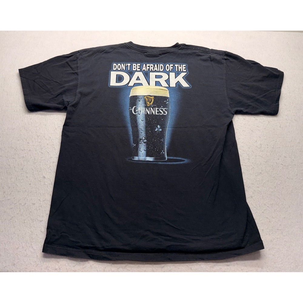 Guinness Dont Be Afraid Of The Dark Beer Graphic T-Shirt Mens XL Black Anvil